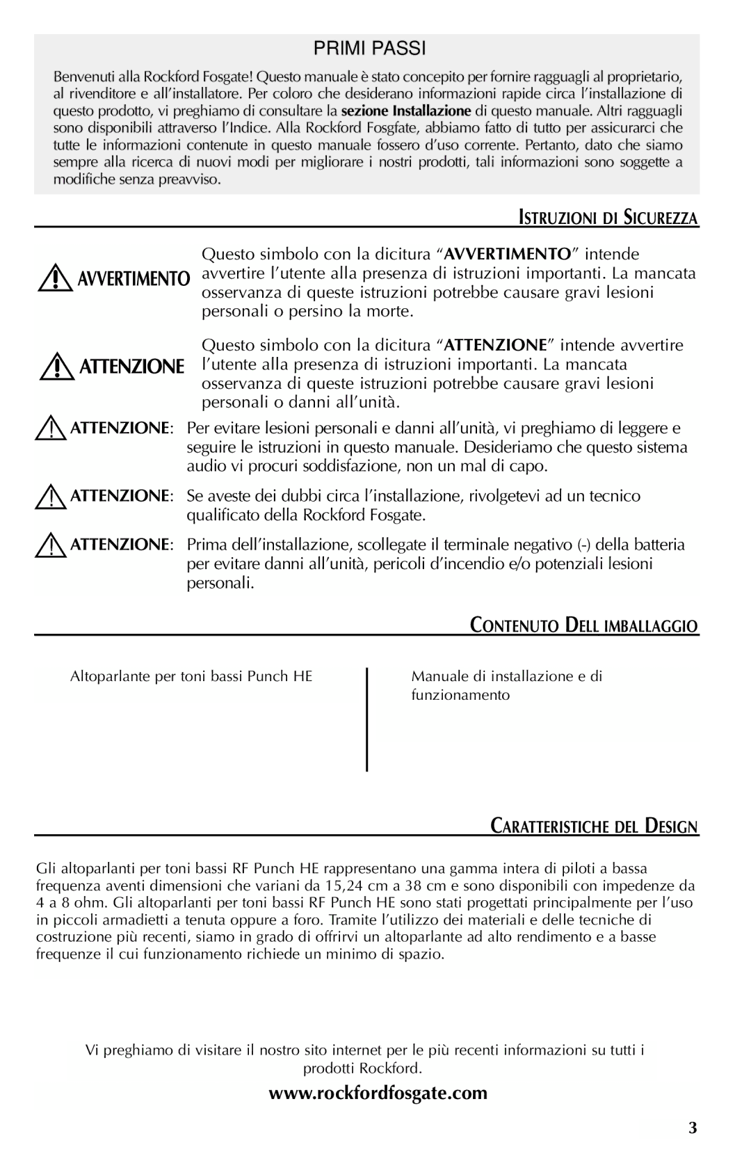 Rockford Fosgate RFP4808, RFP4812, RFP4815 Istruzioni DI Sicurezza, Contenuto DELL’IMBALLAGGIO, Caratteristiche DEL Design 