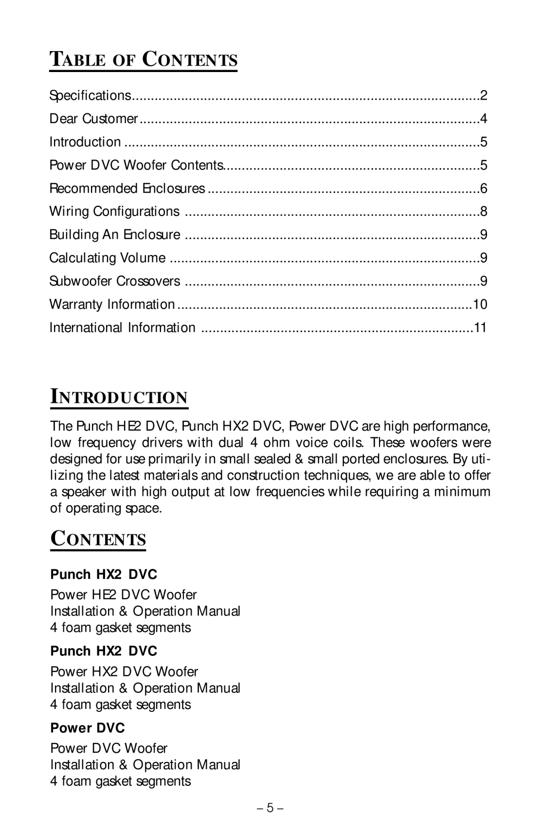 Rockford Fosgate RFD1218, RFR2215, RFP2208, RFP2210, RFD1210, RFP2215, RFD1212, RFR2210, RFD1208 Table of Contents, Introduction 