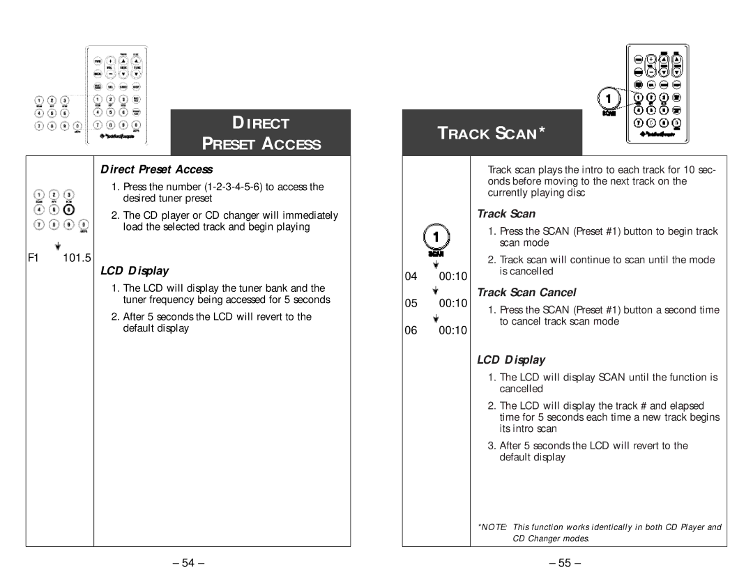 Rockford Fosgate RFX8220, RFX8230, RFX8210 manual Direct Preset Access Track Scan 