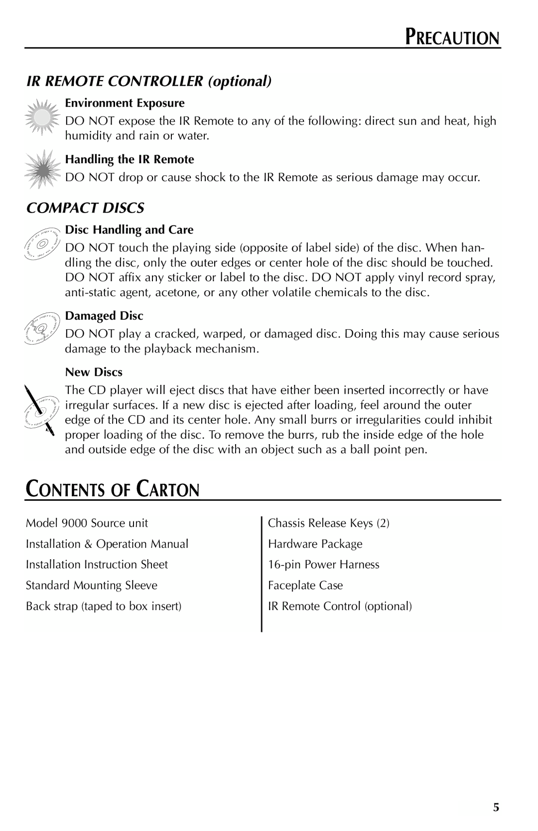 Rockford Fosgate RFX9000 manual Contents of Carton 