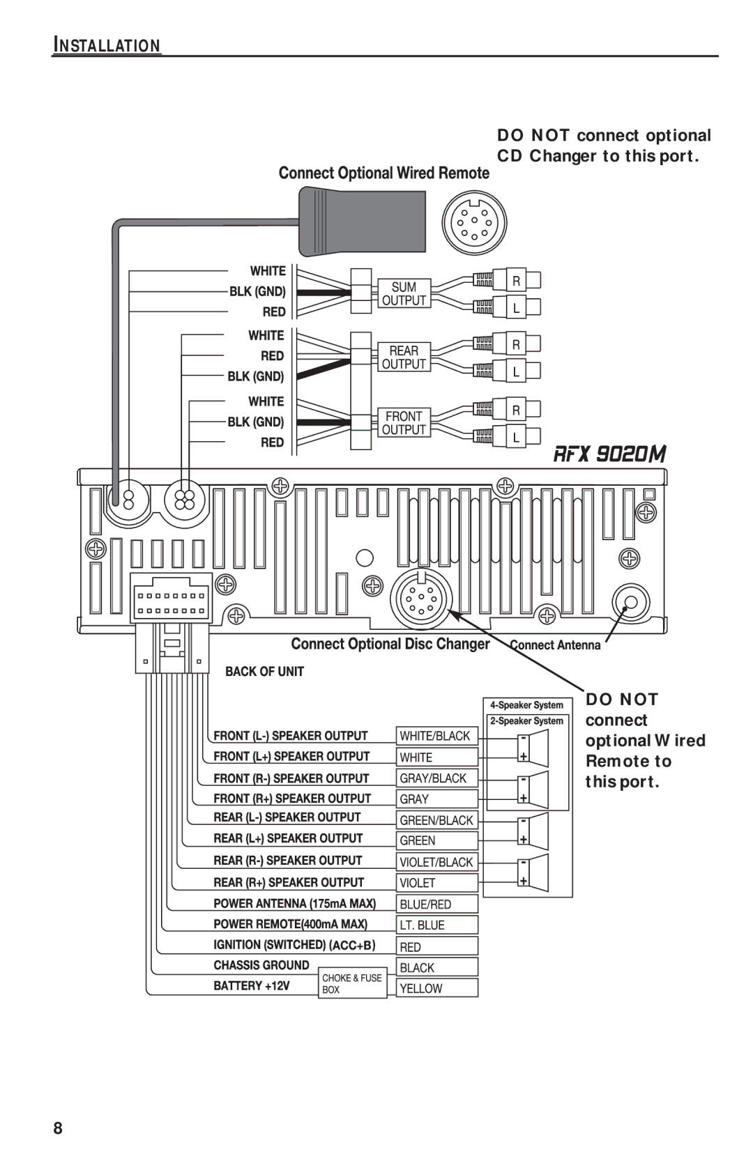 Rockford Fosgate RFX9020M manual Installation 