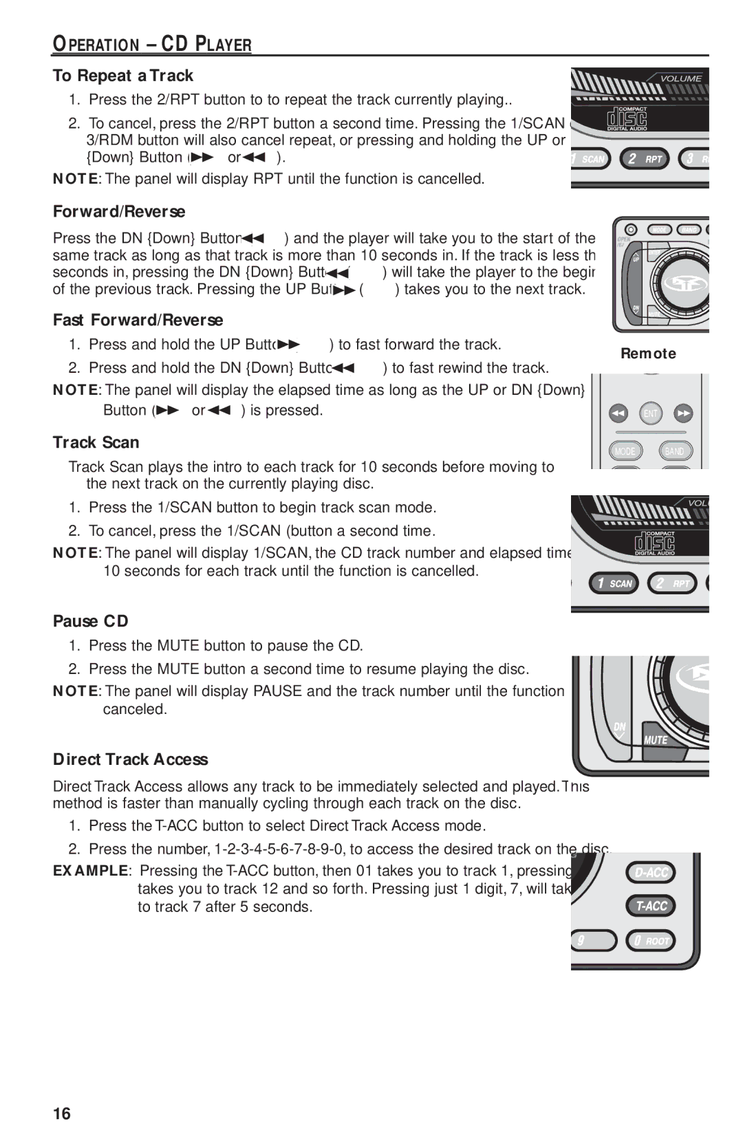 Rockford Fosgate RFX9220M manual To Repeat a Track, Fast Forward/Reverse, Track Scan, Pause CD, Direct Track Access 