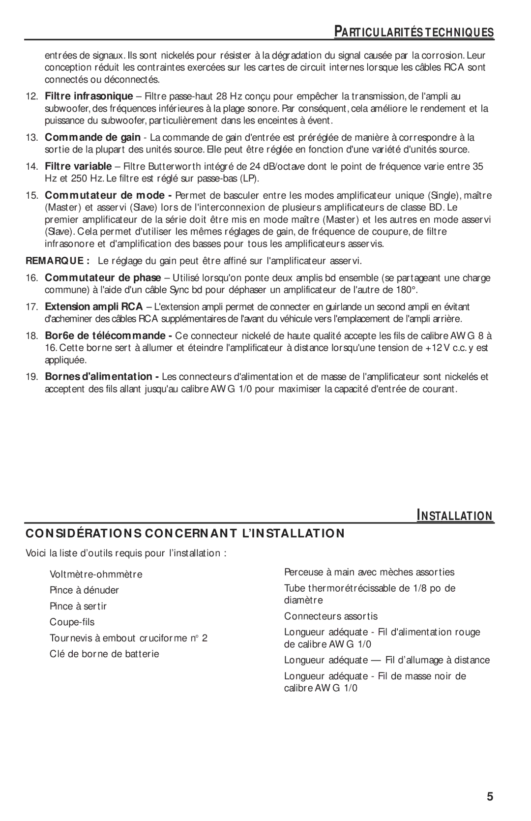 Rockford Fosgate T2500-1bd manual Installation Considérations Concernant L’INSTALLATION, Connectés ou déconnectés, Filtr 