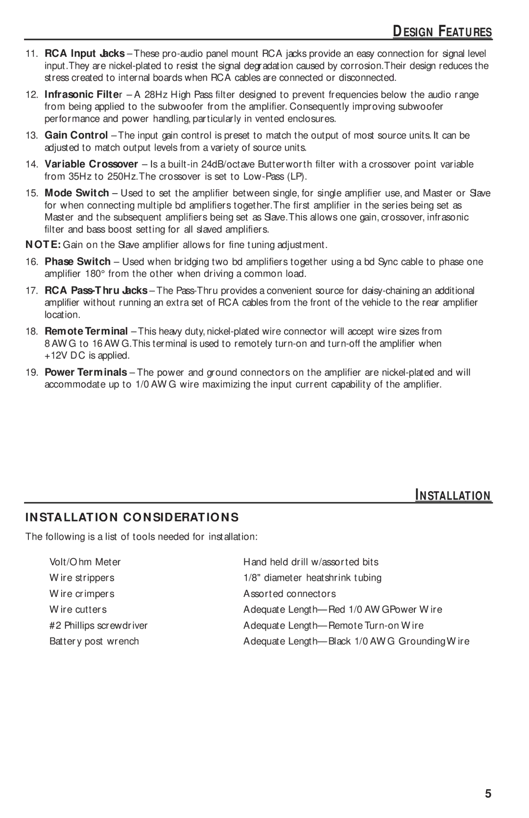 Rockford Fosgate T2500-1bd manual Installation Installation Considerations 