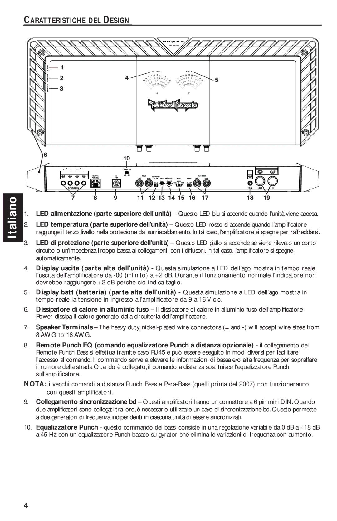 Rockford Fosgate T2500-1bd manual Caratteristiche DEL Design, Dovrebbe raggiungere +2 dB perché ciò indica taglio 