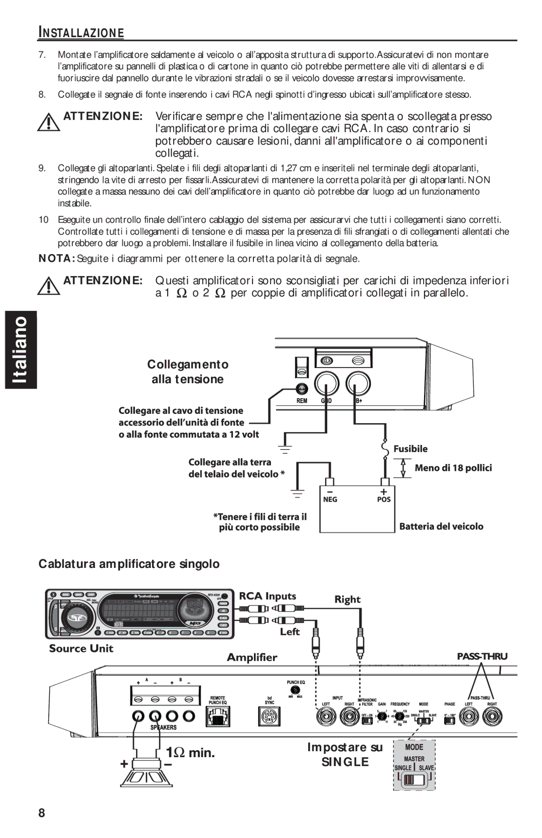 Rockford Fosgate T2500-1bd manual Single 