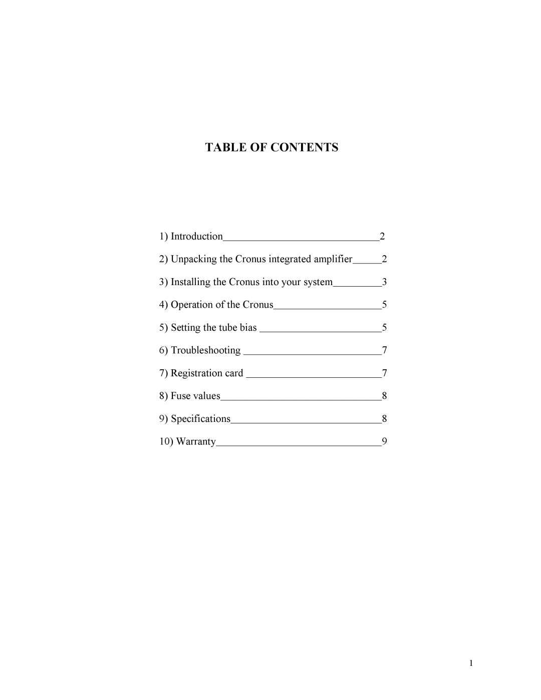 Rogue Audio Cronus specifications Table of Contents 