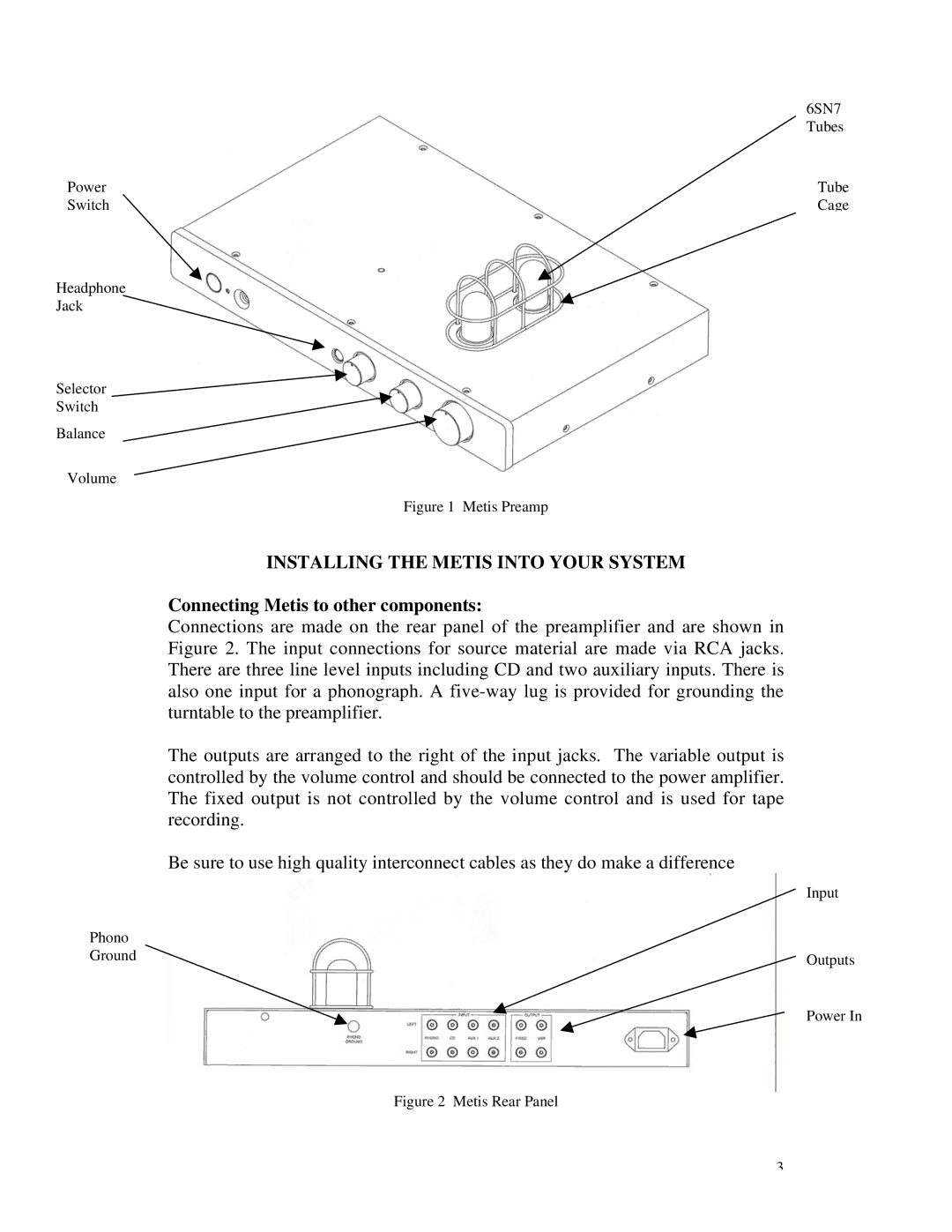 Rogue Audio METIS Vacuum Tube Preamplifier Installing the Metis Into Your System, Connecting Metis to other components 