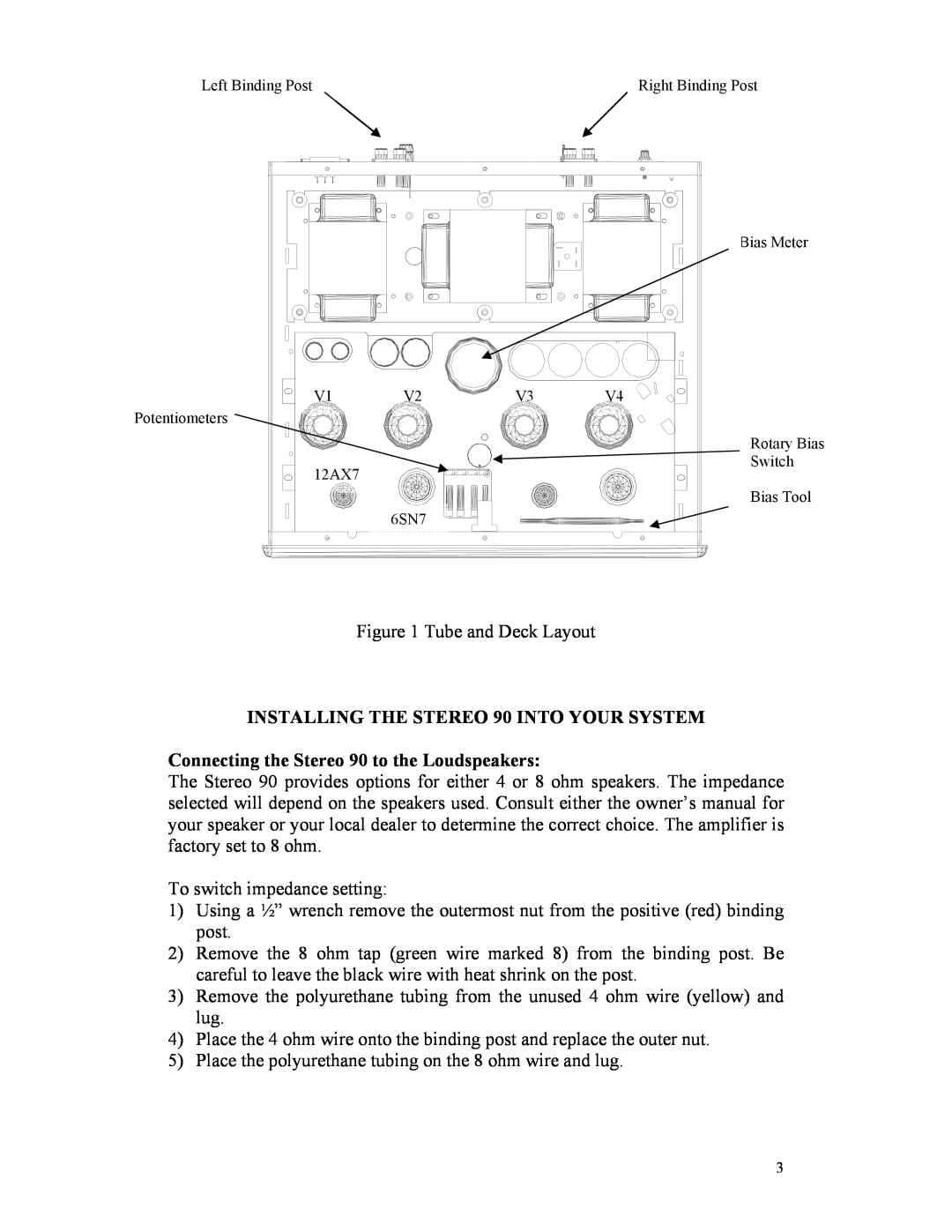 Rogue Audio owner manual INSTALLING THE STEREO 90 INTO YOUR SYSTEM, Connecting the Stereo 90 to the Loudspeakers 