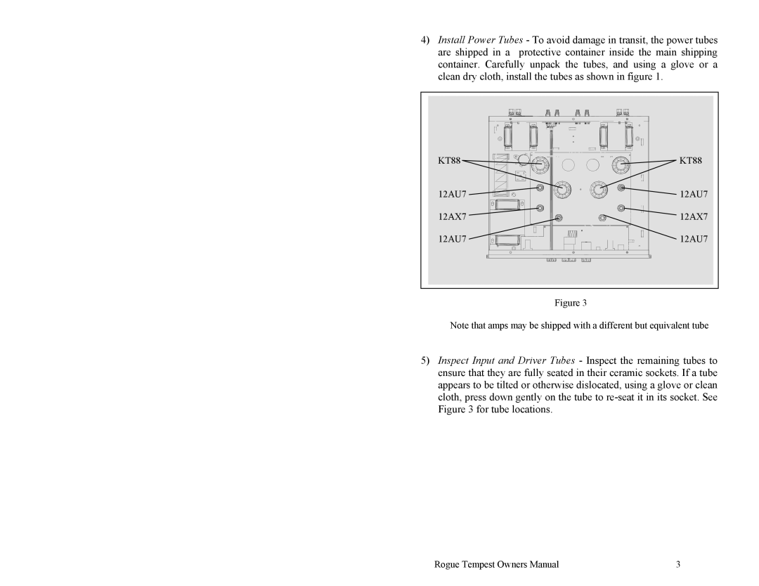 Rogue Audio Tempest Vacuum Tube Integrated Amplifier owner manual KT88 12AU7 12AX7 