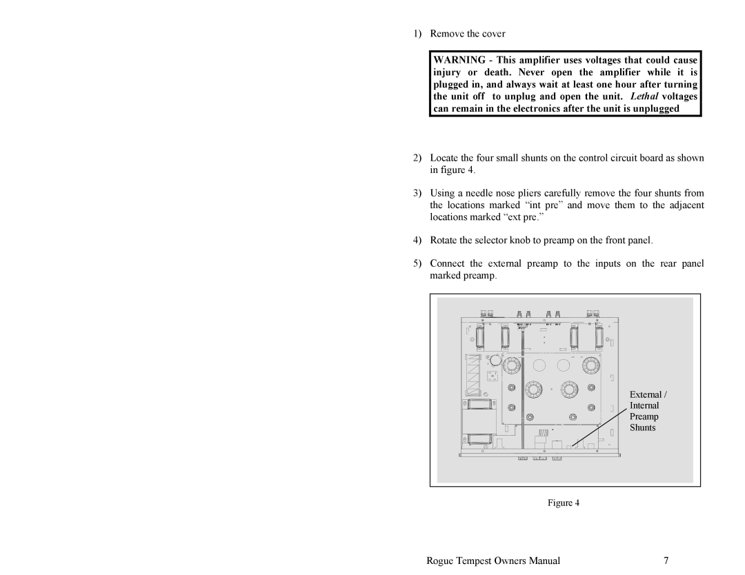 Rogue Audio Tempest Vacuum Tube Integrated Amplifier owner manual External 