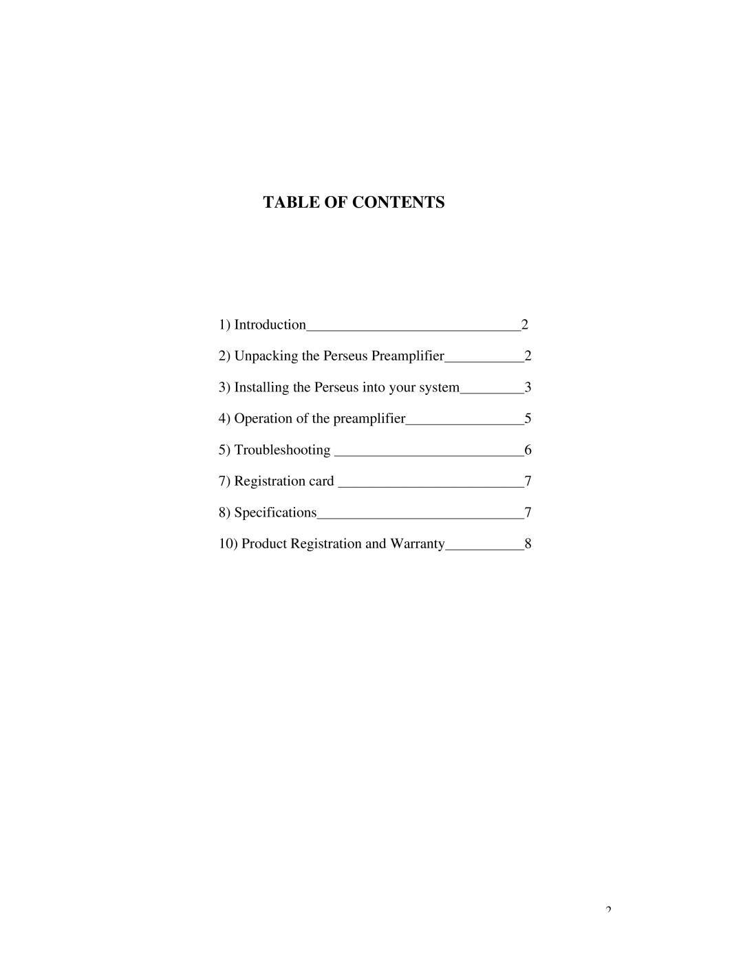 Rogue Audio Vacuum Tube Preamplifier owner manual Table of Contents 