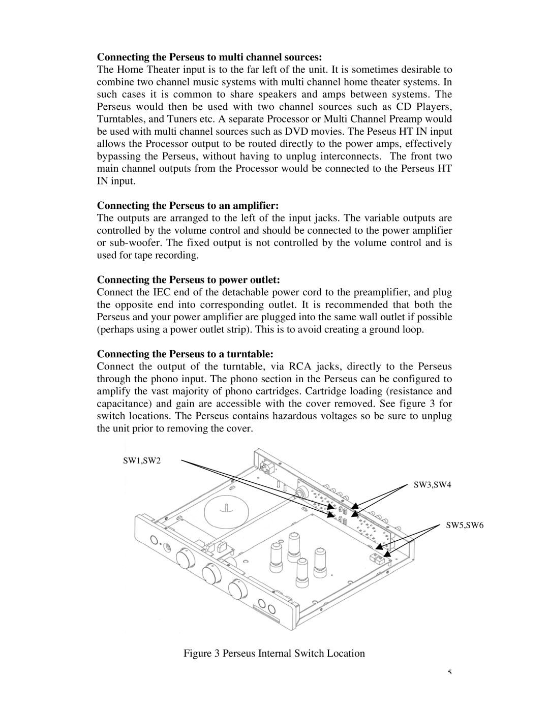 Rogue Audio Vacuum Tube Preamplifier owner manual Connecting the Perseus to multi channel sources 