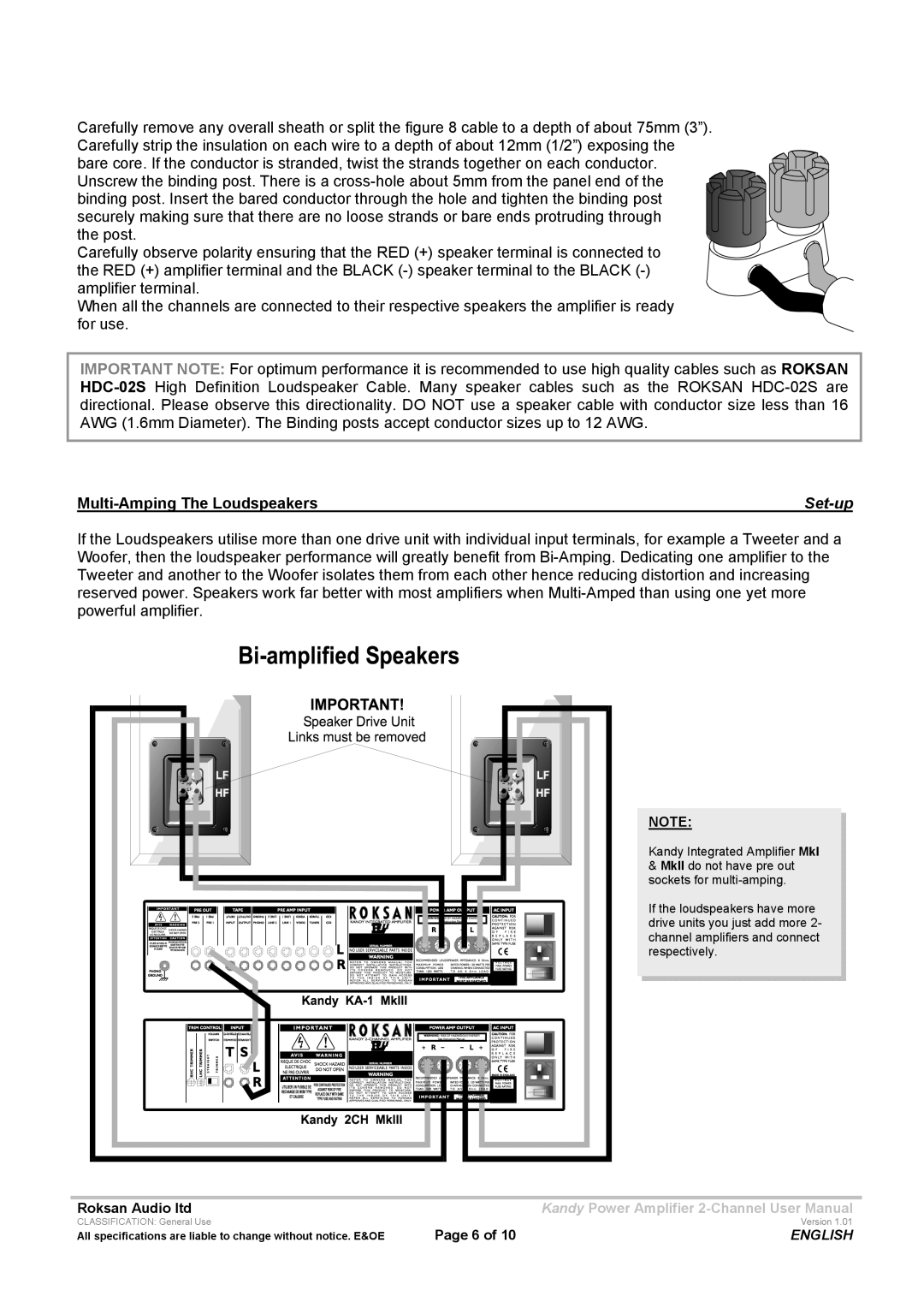 Roksan Audio L III user manual Set-up 