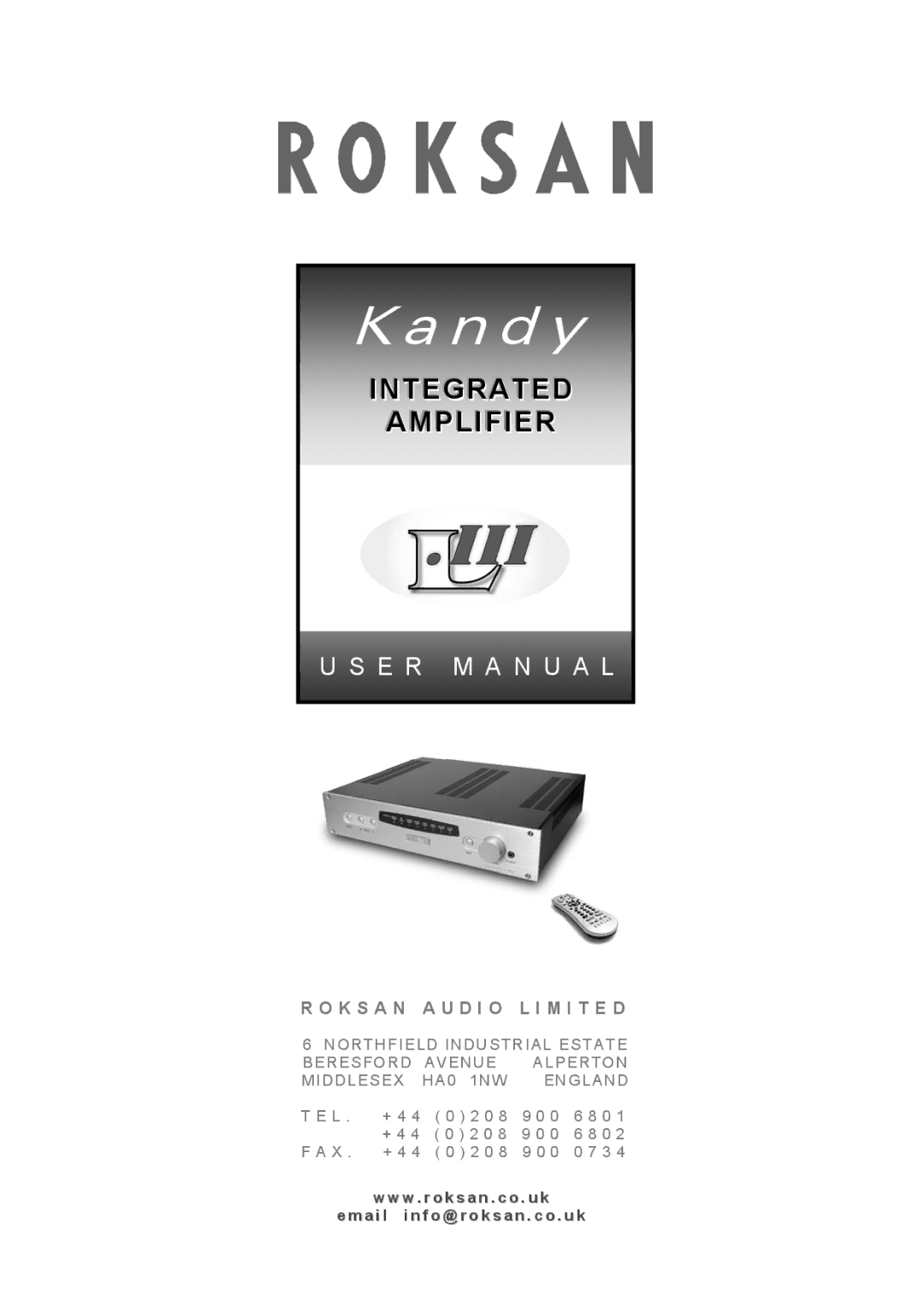 Roksan Audio LIII user manual N d y 