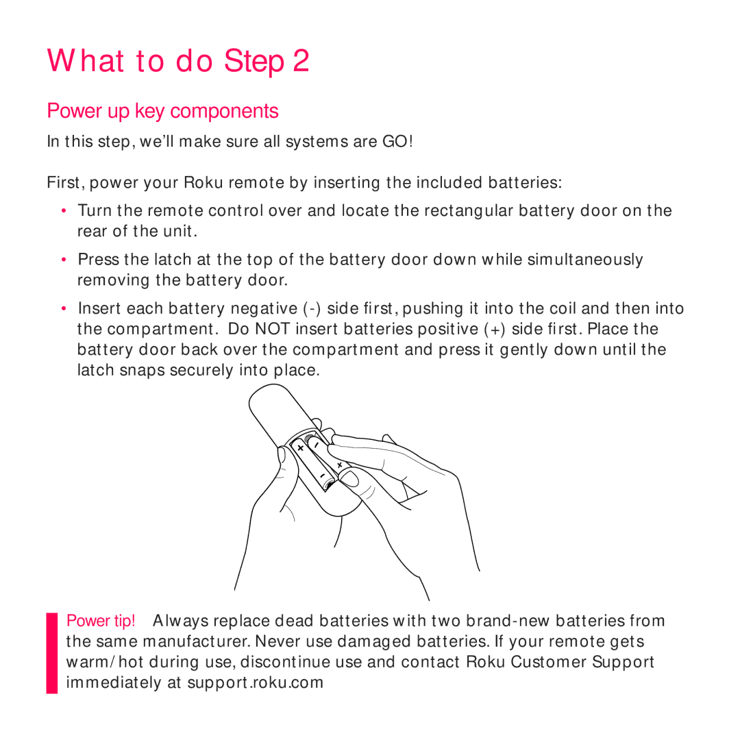 Roku 3 manual Power up key components 