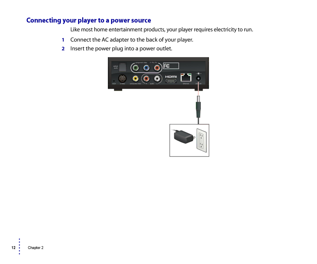 Roku 4200R, 2500R manual Connecting your player to a power source 