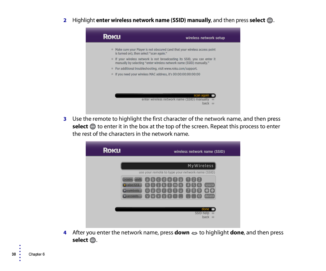 Roku 4200R, 2500R manual Select 