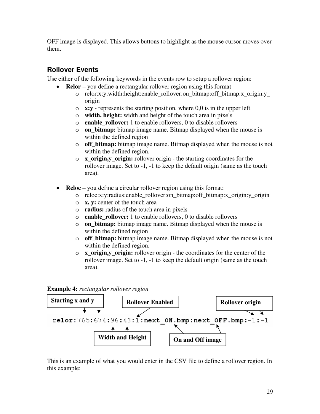 Roku HD2000 manual Rollover Events 