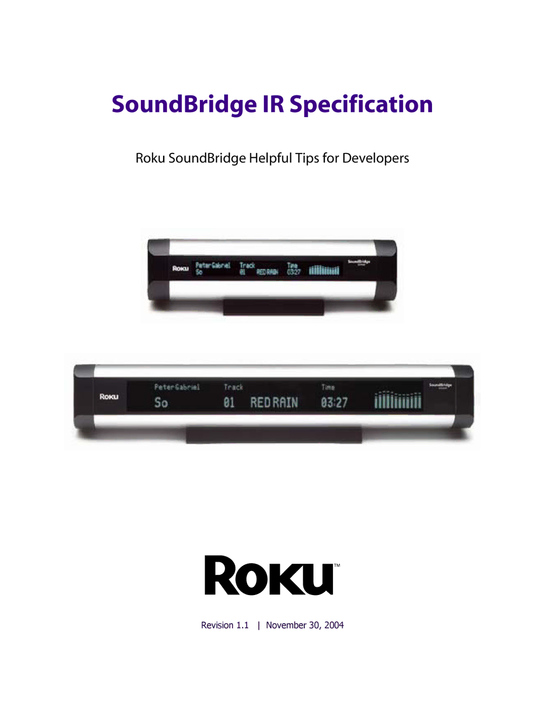 Roku M1000, M2000 manual SoundBridge IR Specification 