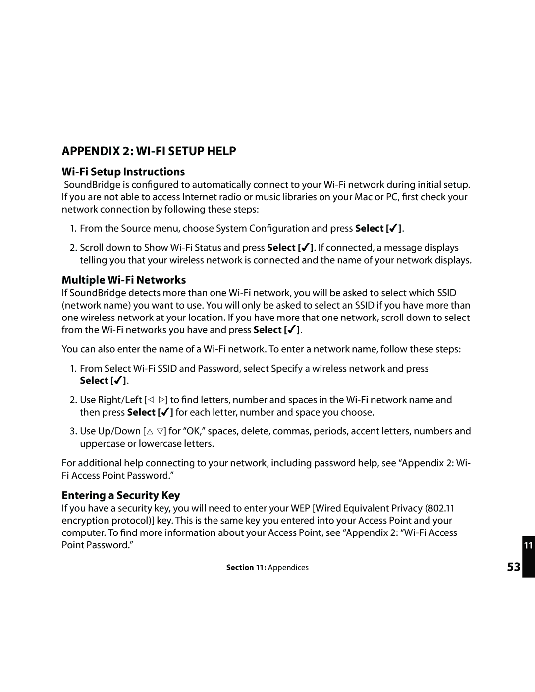 Roku Music Player manual Wi-Fi Setup Instructions, Multiple Wi-Fi Networks, Entering a Security Key 