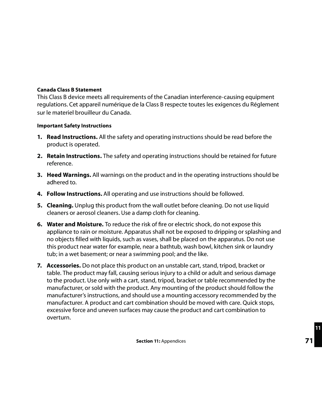 Roku Music Player manual Canada Class B Statement 