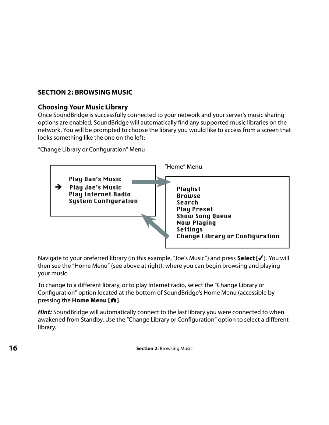 Roku Music Player manual Browsing Music, Choosing Your Music Library 