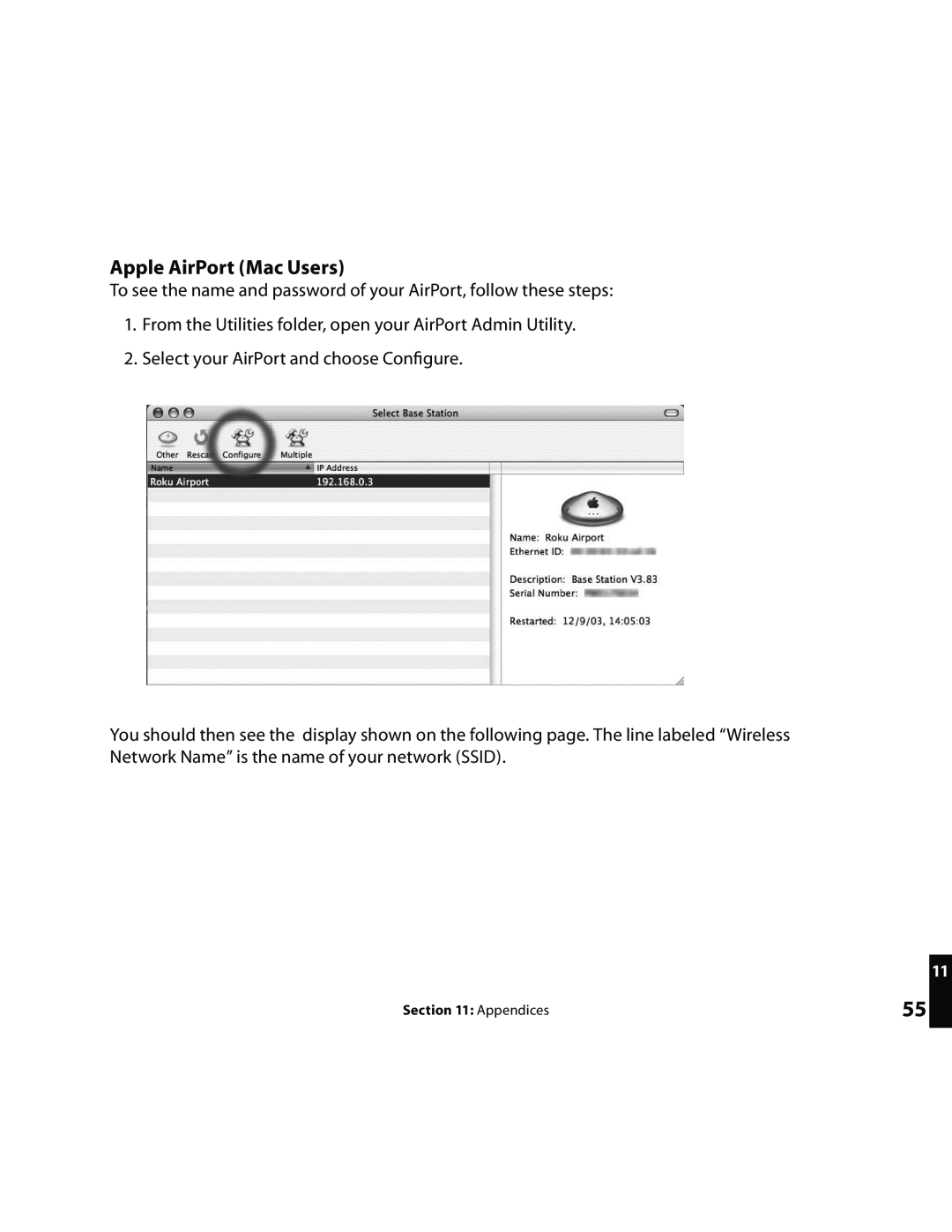 Roku Music Player manual Apple AirPort Mac Users 