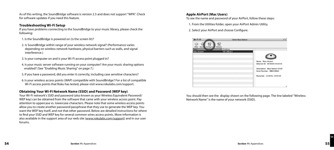 Roku Network Music Player manual Troubleshooting Wi-Fi Setup 