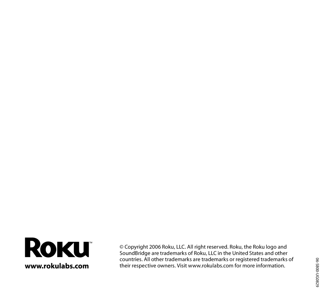 Roku Network Music Player manual 06-SB00-UG0829 