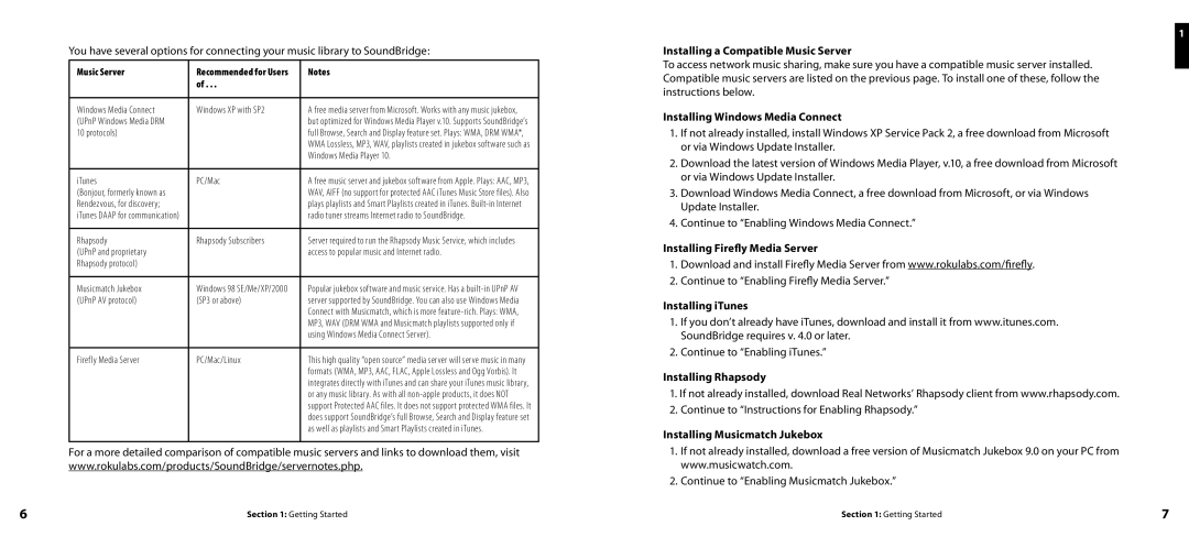 Roku Network Music Player manual Installing a Compatible Music Server, Installing Windows Media Connect, Installing iTunes 