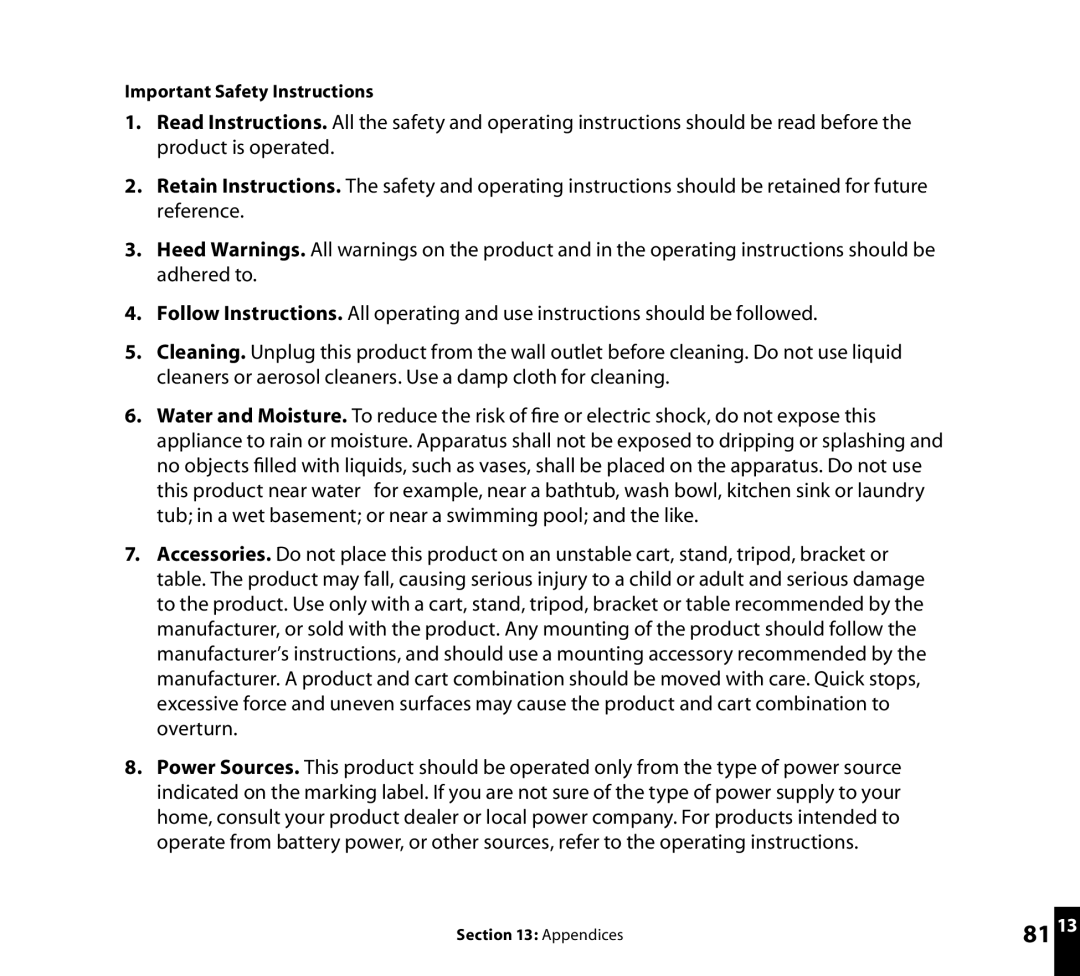 Roku Radio Wi-Fi Music System manual Important Safety Instructions 