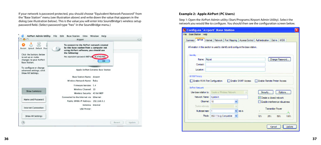 Roku SoundBridge manual Example 2 Apple AirPort PC Users 