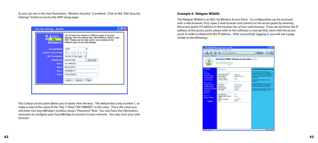 Roku SoundBridge manual Example 4 Netgear WG602 