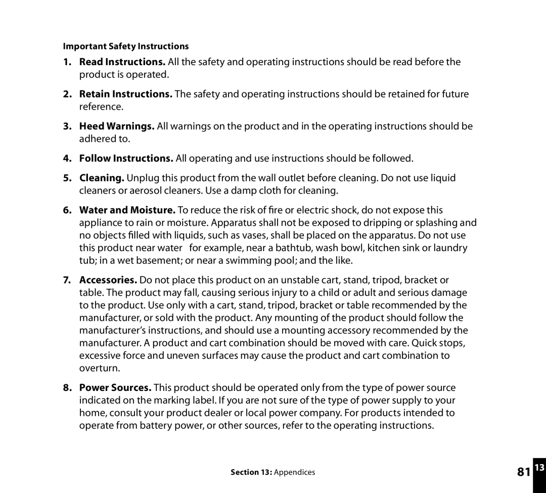 Roku Wi-Fi Music System manual Important Safety Instructions 