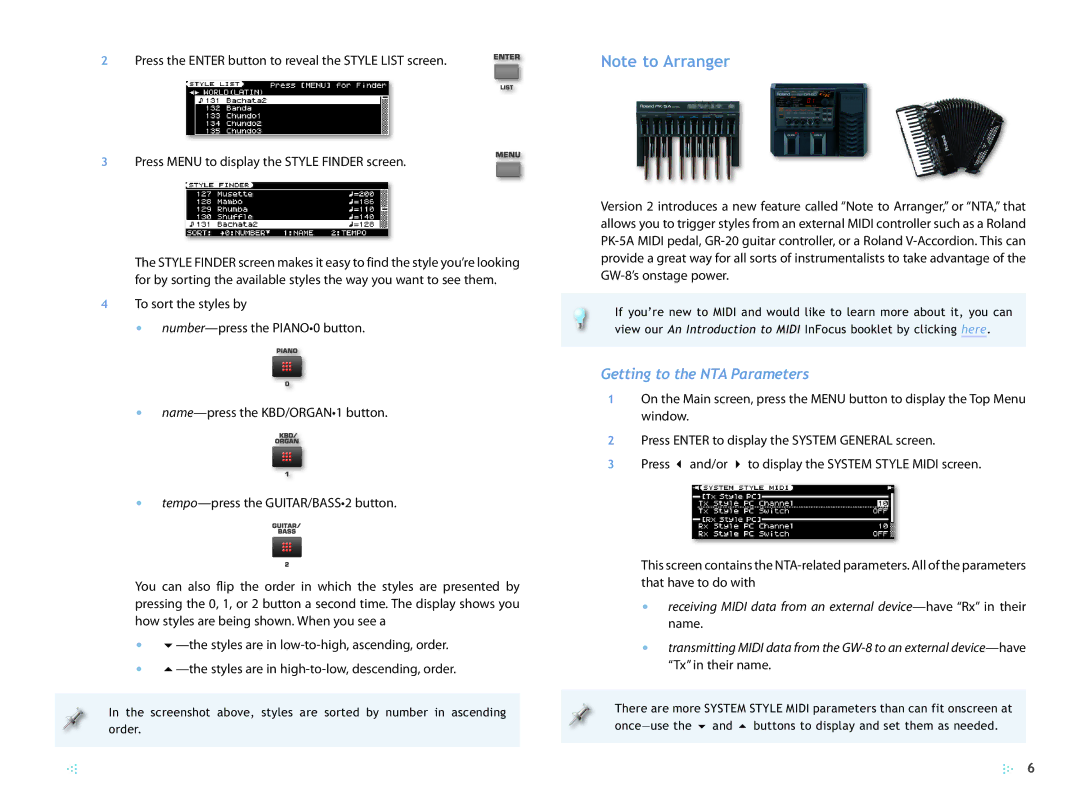 Roland 2 manual Getting to the NTA Parameters 