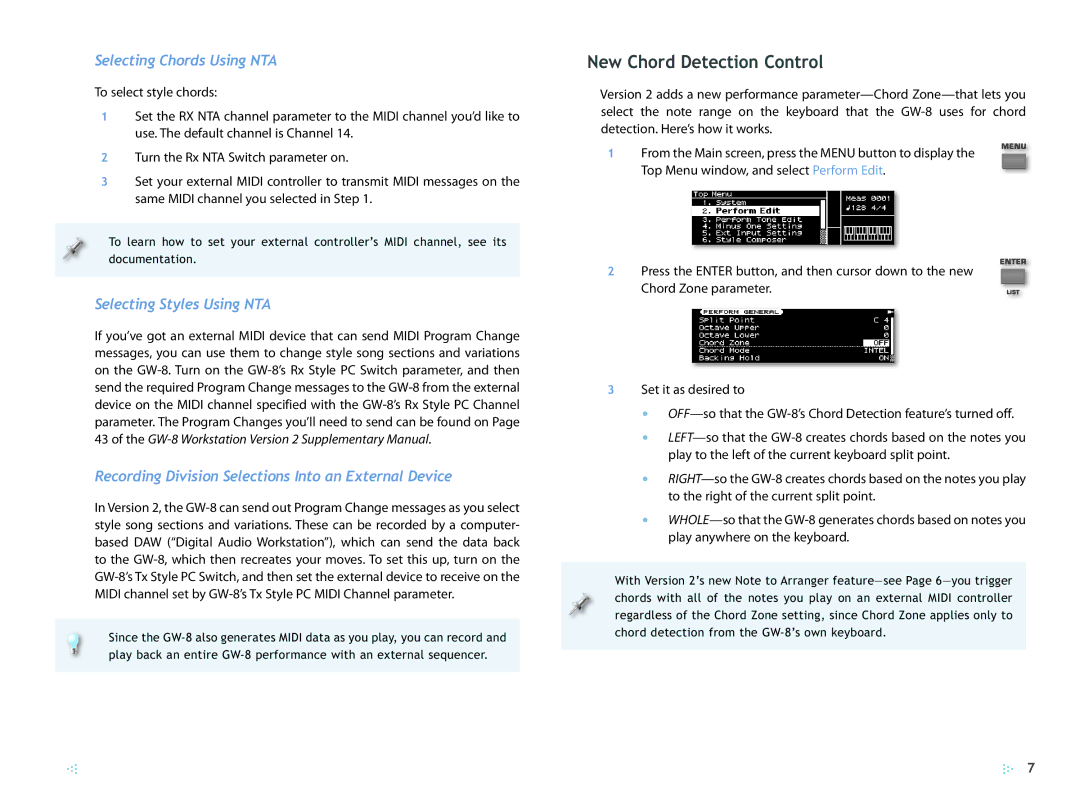 Roland 2 manual New Chord Detection Control, Selecting Chords Using NTA, Selecting Styles Using NTA 