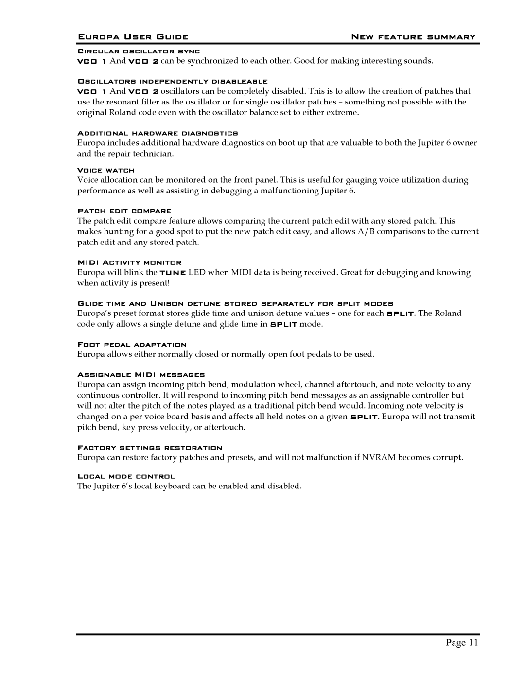 Roland 5 manual Europa User Guide New feature summary, Circular oscillator sync 