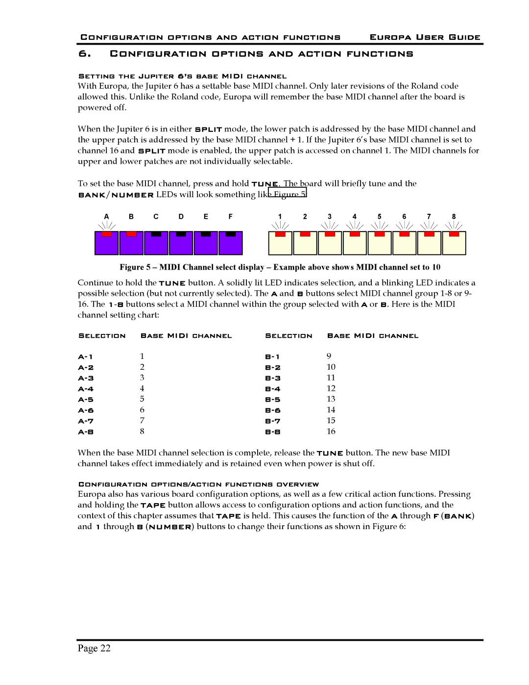 Roland 5 manual Setting the Jupiter 6’s base Midi channel, Selection Base Midi channel 