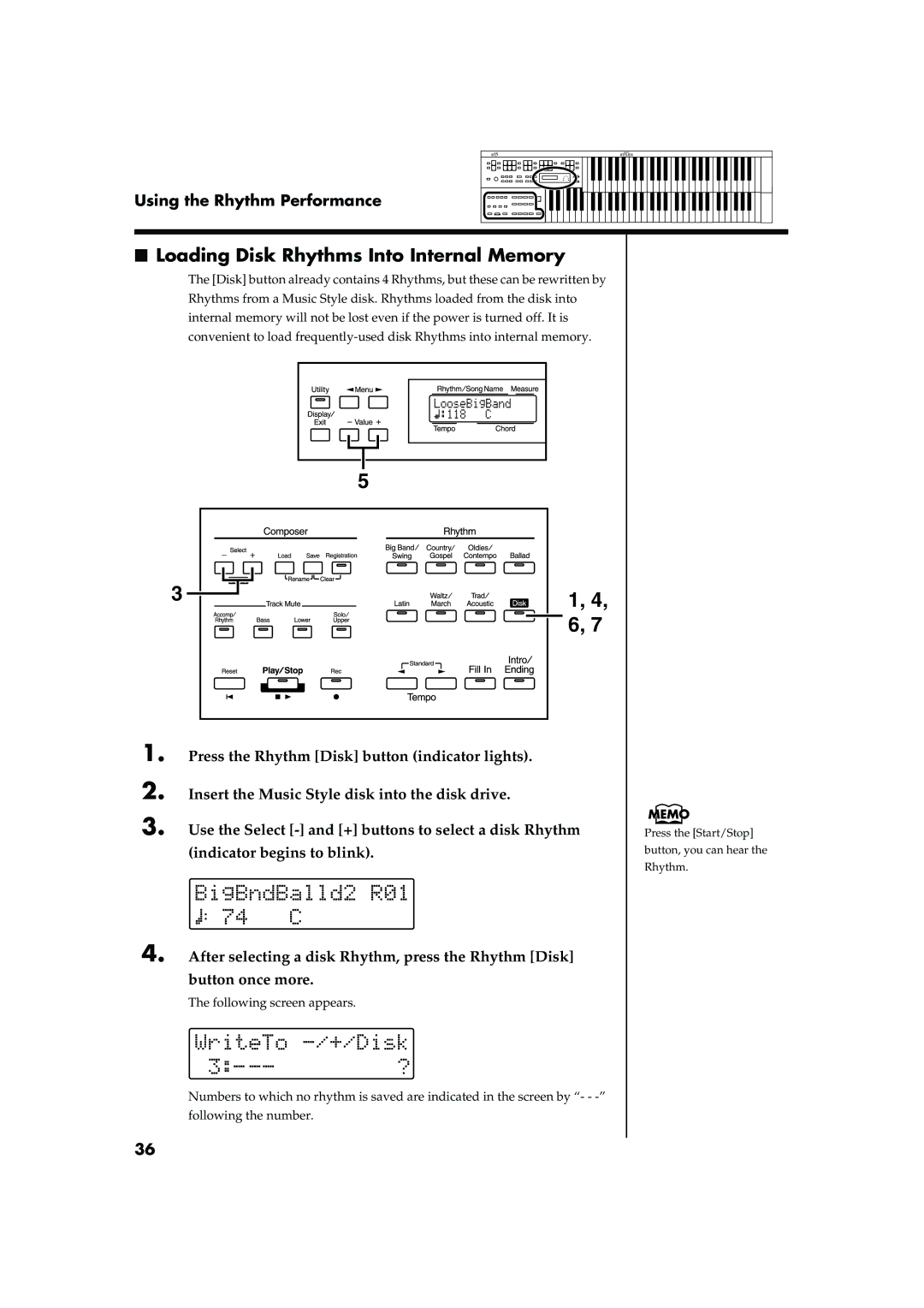 Roland AT15 owner manual Loading Disk Rhythms Into Internal Memory 