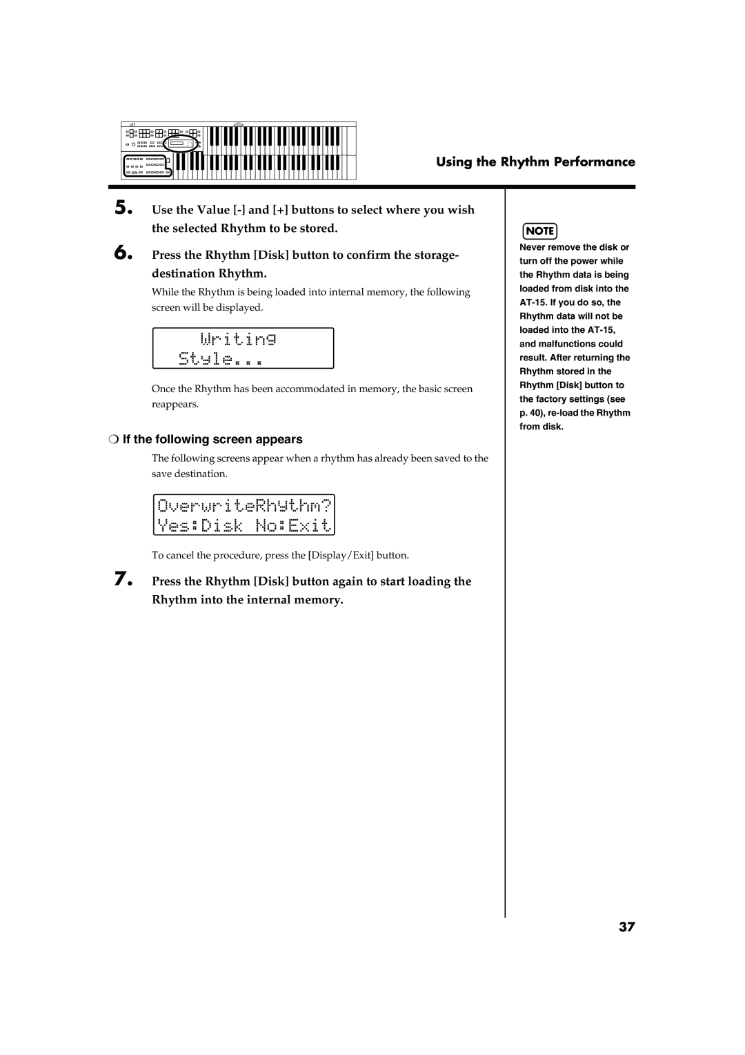 Roland AT15 owner manual If the following screen appears 