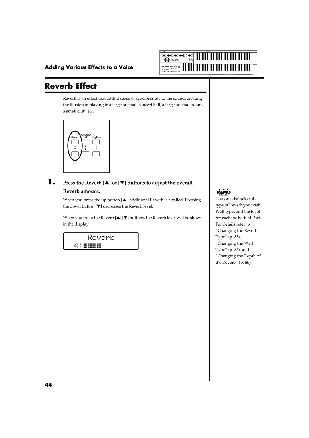 Roland AT15 owner manual Reverb Effect 