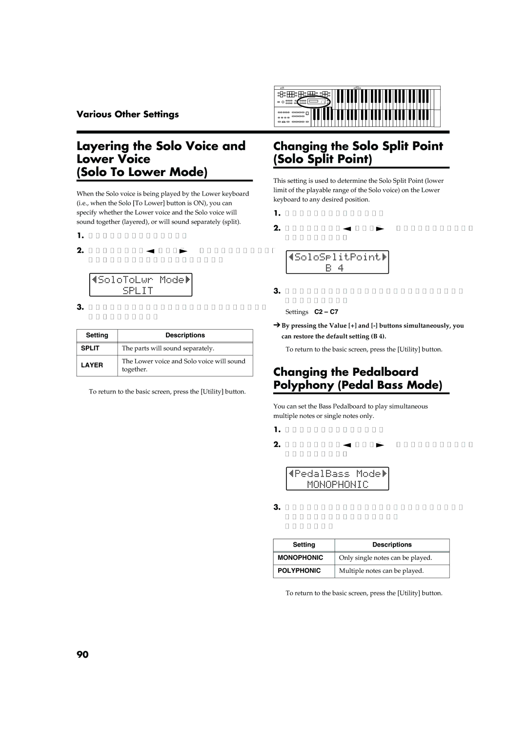 Roland AT15 Layering the Solo Voice Lower Voice Solo To Lower Mode, Changing the Solo Split Point Solo Split Point 