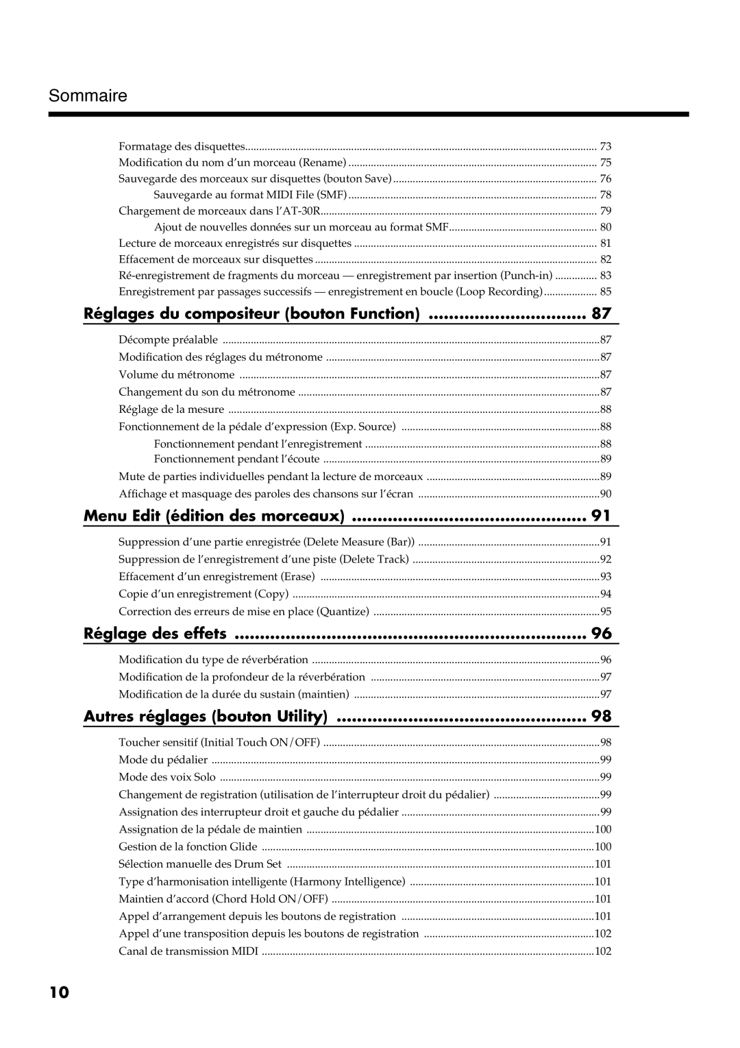 Roland AT30R manual Réglages du compositeur bouton Function 