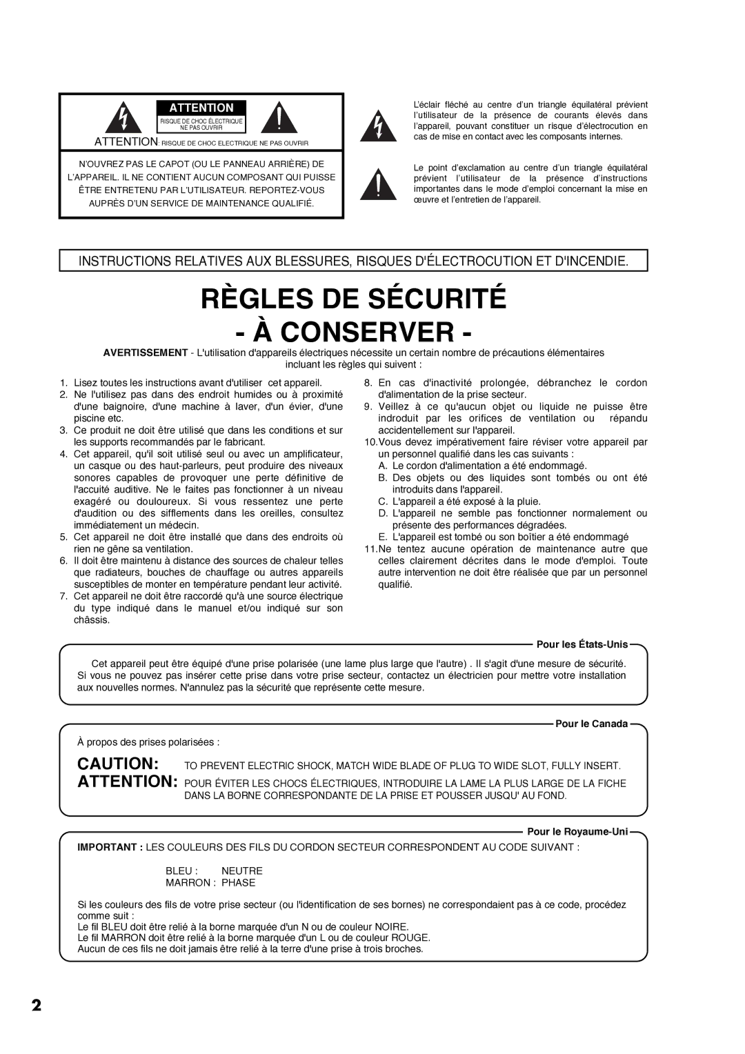 Roland AT30R manual Règles DE Sécurité Conserver 