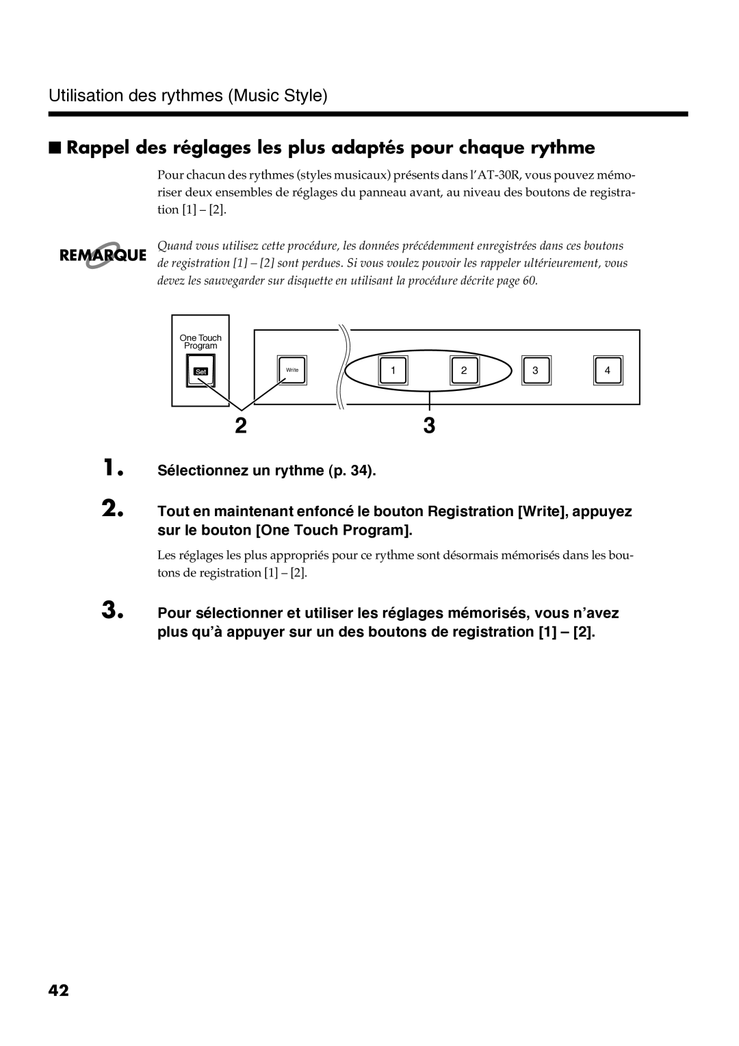 Roland AT30R manual Rappel des réglages les plus adaptés pour chaque rythme 