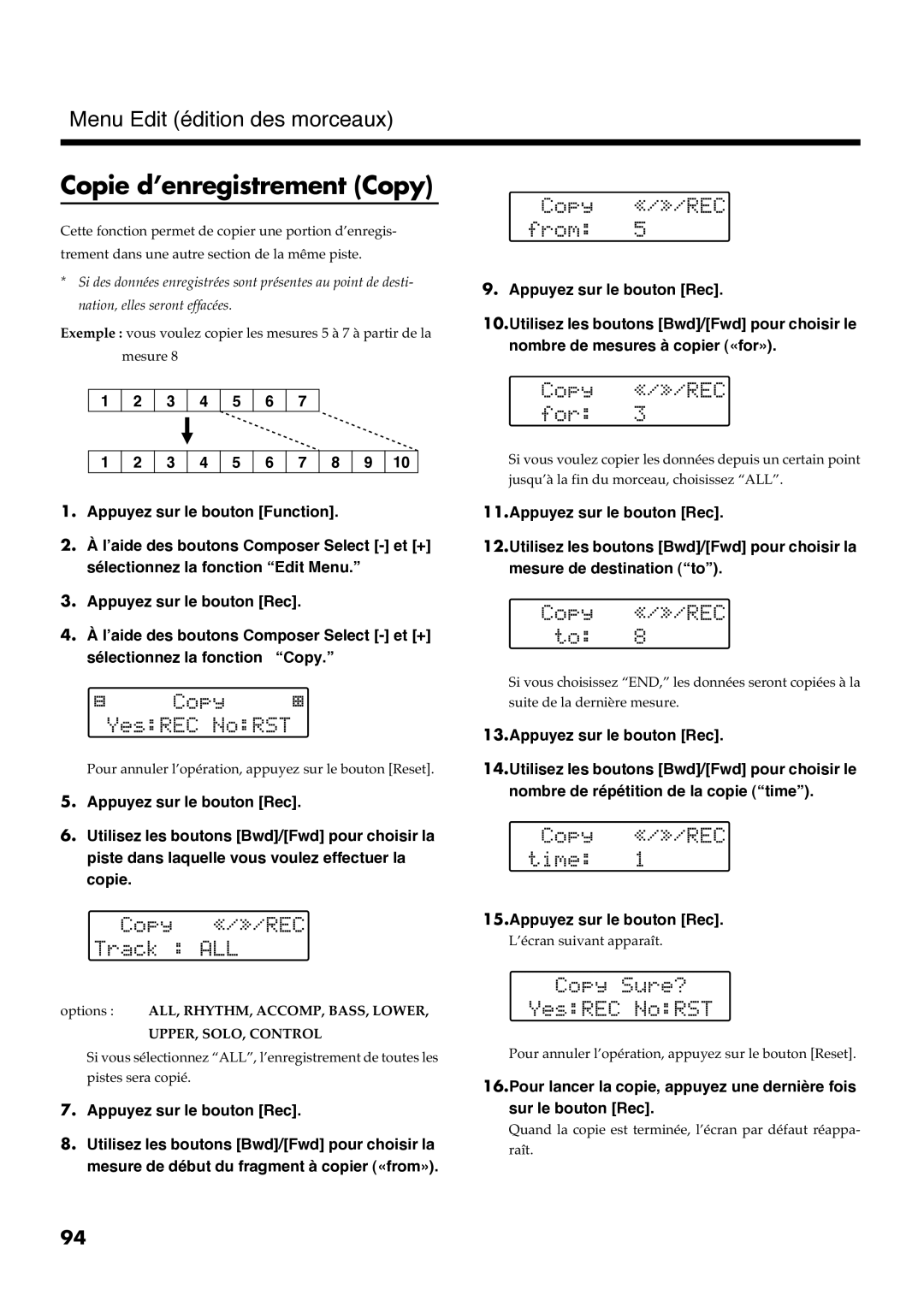 Roland AT30R manual Copie d’enregistrement Copy 