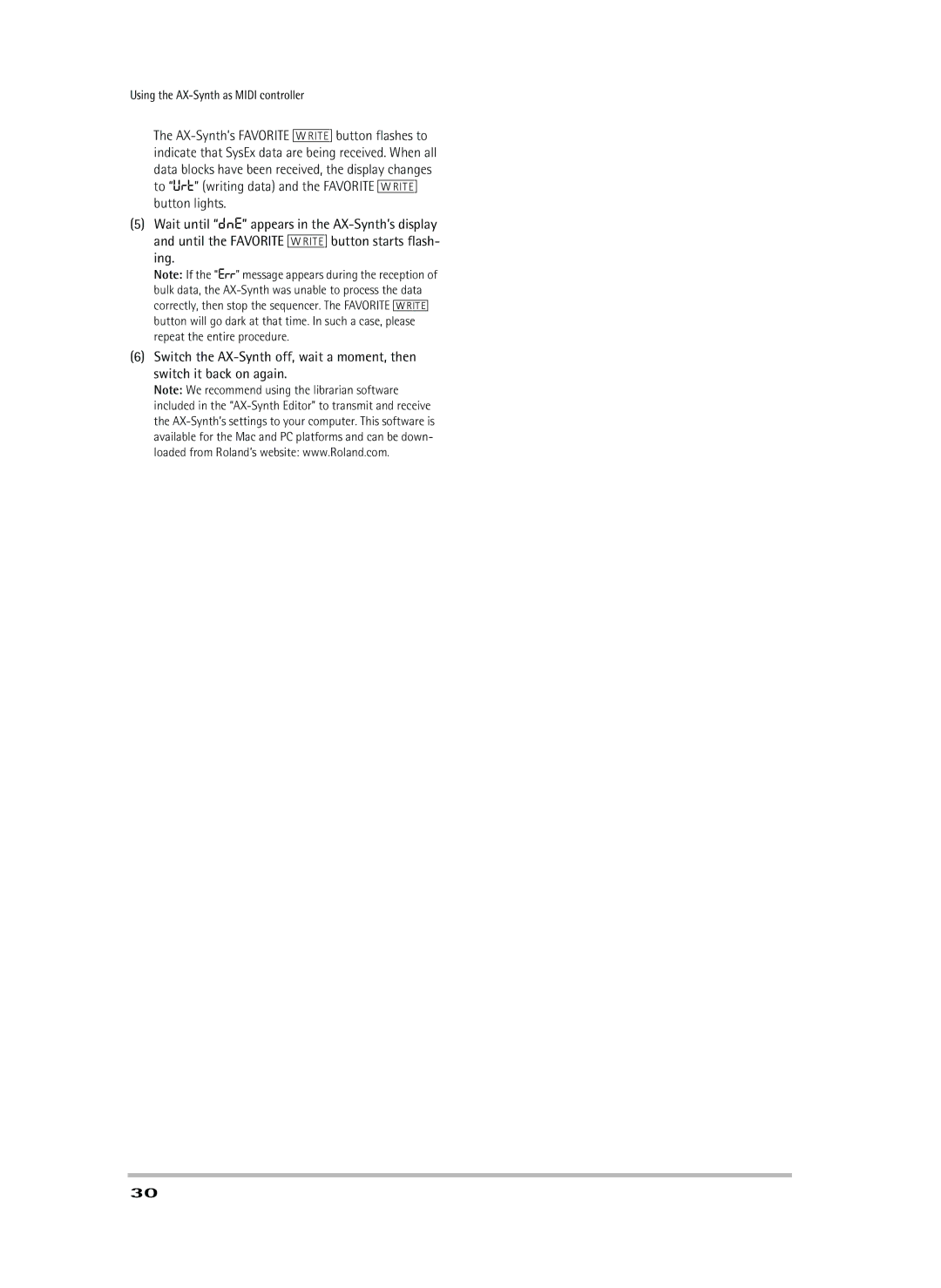 Roland owner manual Using the AX-Synth as Midi controller 