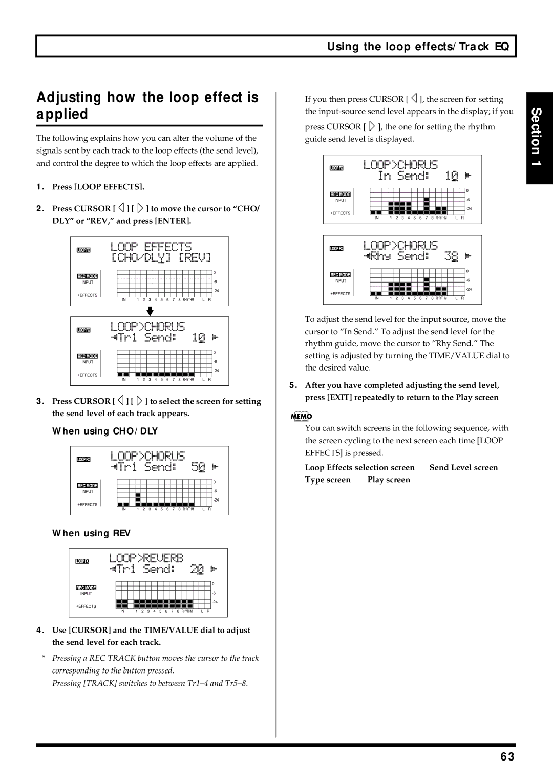 Roland BR-864 owner manual Adjusting how the loop effect is applied, 705d 