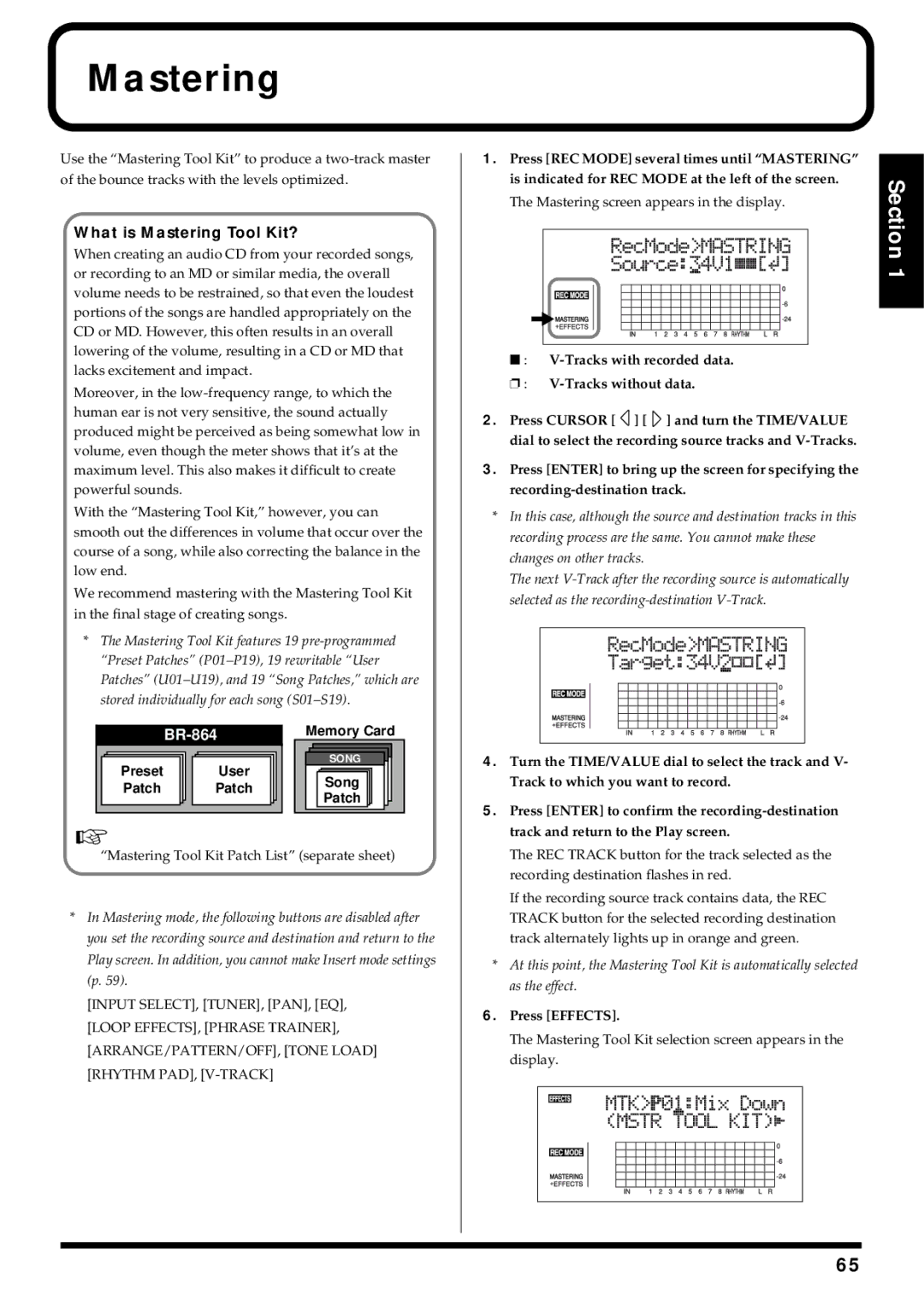 Roland BR-864 owner manual What is Mastering Tool Kit? 